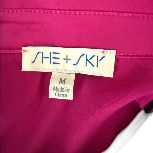She+Sky Hot Pink Satin Style Hi Low Blouse M - Picture 3 of 3